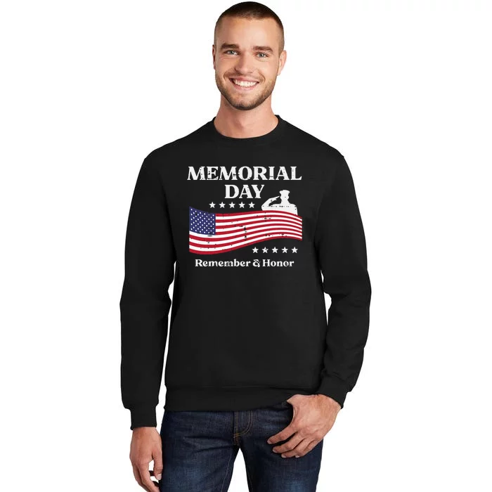 Memorial Day Usa Flag Remember Honor Patriot Tall Sweatshirt