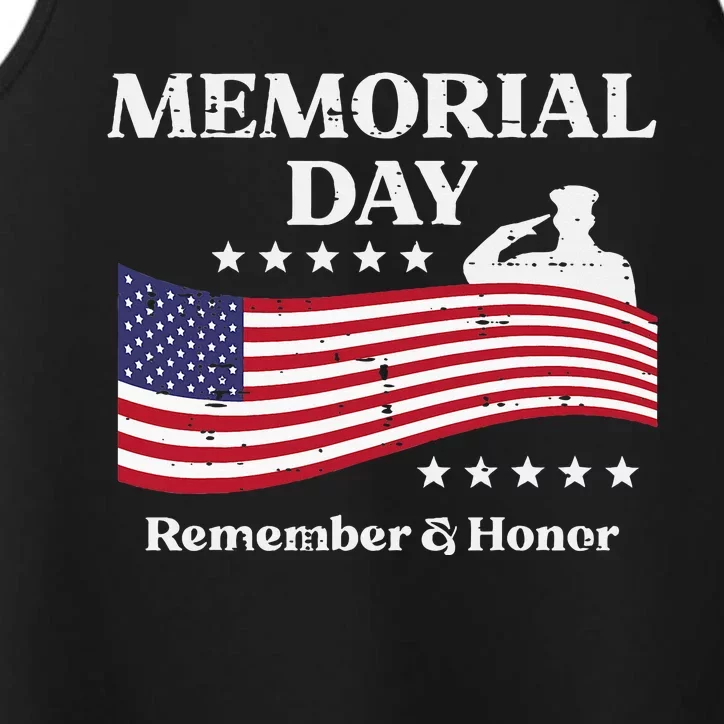 Memorial Day Usa Flag Remember Honor Patriot Performance Tank