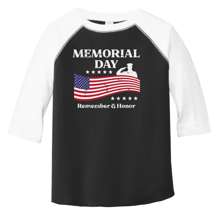 Memorial Day Usa Flag Remember Honor Patriot Toddler Fine Jersey T-Shirt