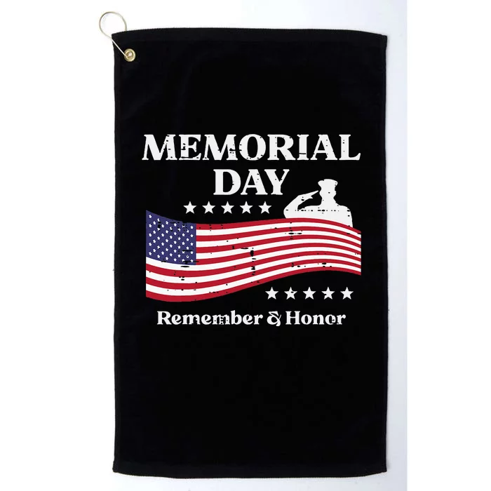 Memorial Day Usa Flag Remember Honor Patriot Platinum Collection Golf Towel