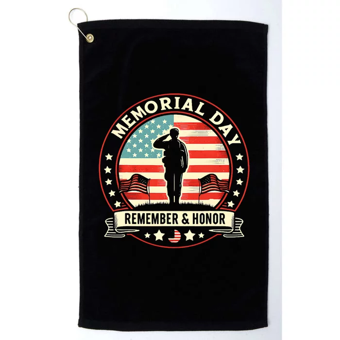 Memorial Day Usa Flag Remember Honor Patriot Platinum Collection Golf Towel