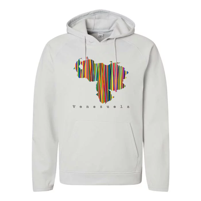 Mapa De Venezuela Multicolor Franela Performance Fleece Hoodie