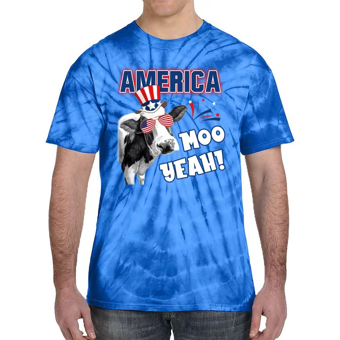 Memorial Day Veterans Day 4th Of July America Moo Yeah Cool Gift Tie-Dye T-Shirt