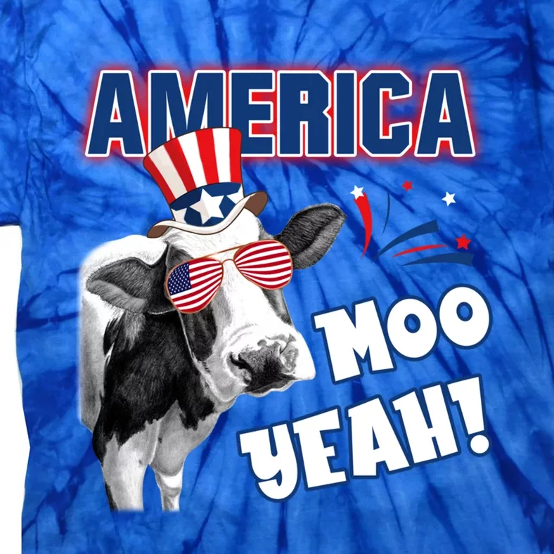 Memorial Day Veterans Day 4th Of July America Moo Yeah Cool Gift Tie-Dye T-Shirt