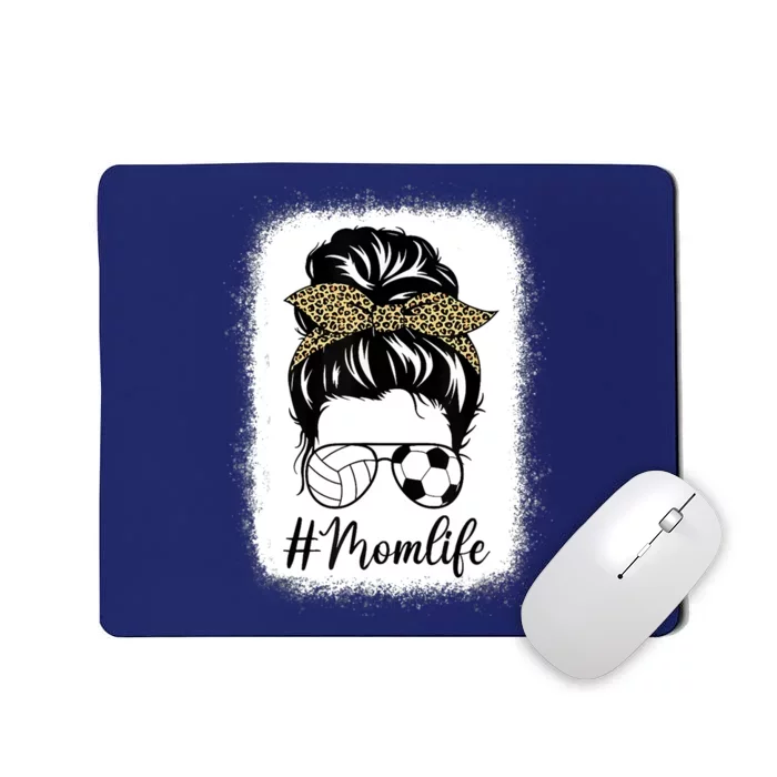 Mothers Day Volleyball And Soccer Mom Life Messy Bun Leopard Mousepad