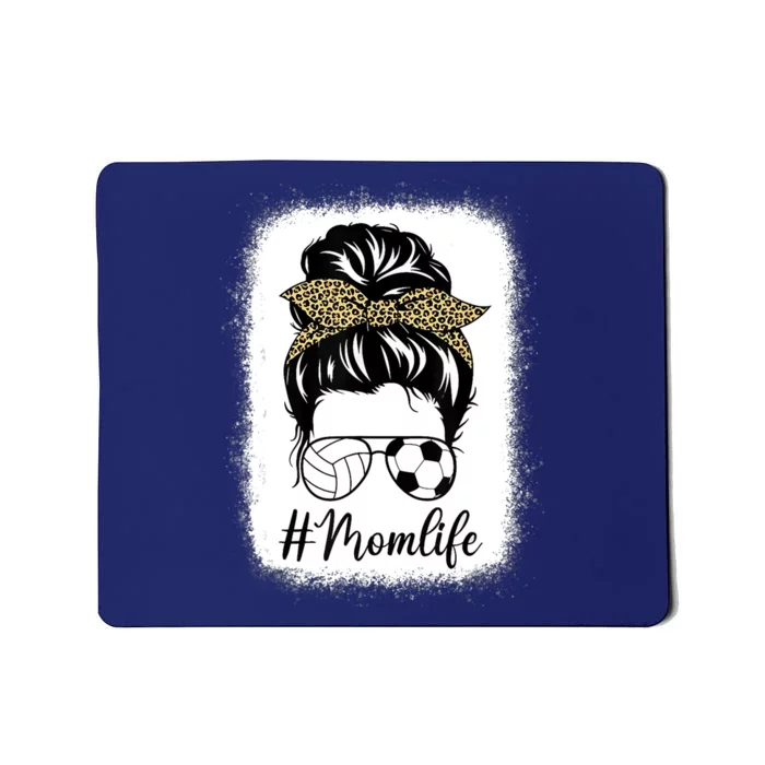 Mothers Day Volleyball And Soccer Mom Life Messy Bun Leopard Mousepad