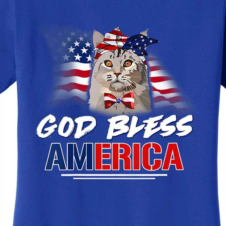 Memorial Day Veterans Day 4th Of July Patriotic Usa Cat Meaningful Gift Women's T-Shirt