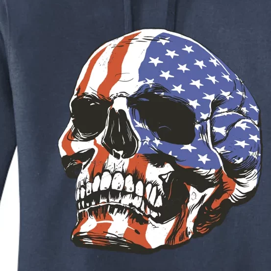 Memorial Day Veterans Day 4th Of July Patriotic Usa Skull Gift Women's Pullover Hoodie