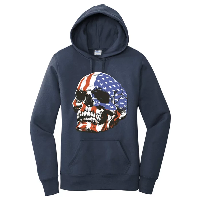 Memorial Day Veterans Day 4th Of July Patriotic Usa Skull Gift Women's Pullover Hoodie