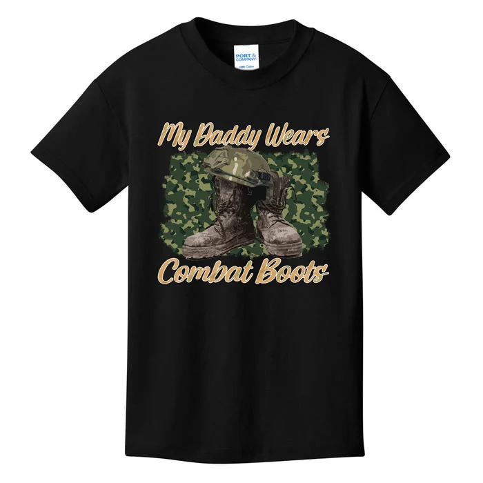 My Daddy Wears Combat Boots Gift Father's Day Kids T-Shirt