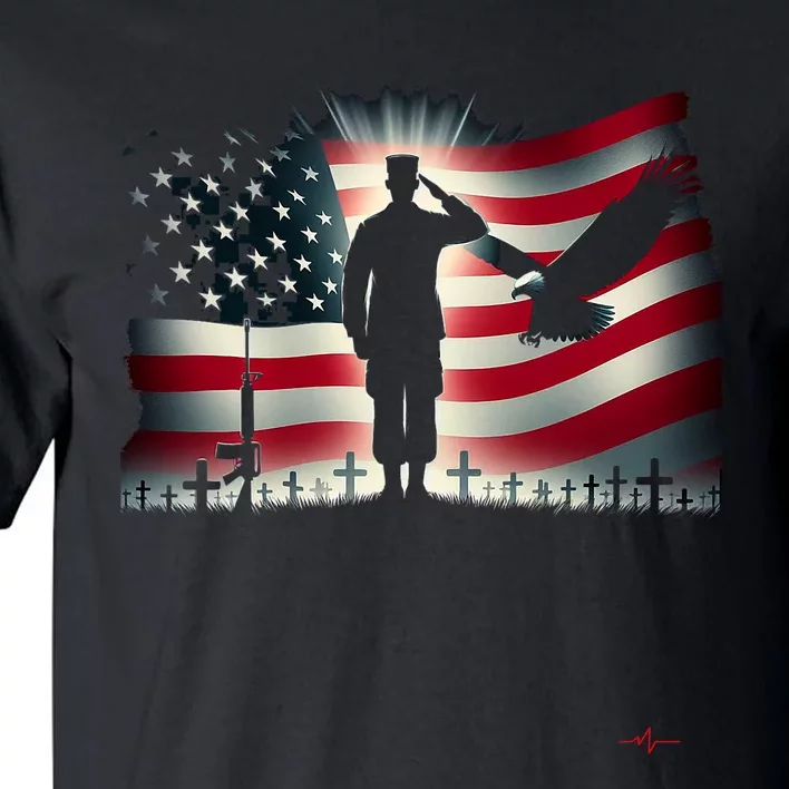 Memorial Day We Will Never Forget Remember The Fallen Flag Tall T-Shirt