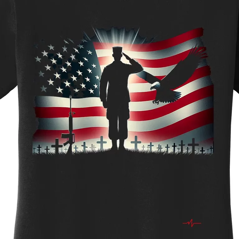 Memorial Day We Will Never Forget Remember The Fallen Flag Women's T-Shirt