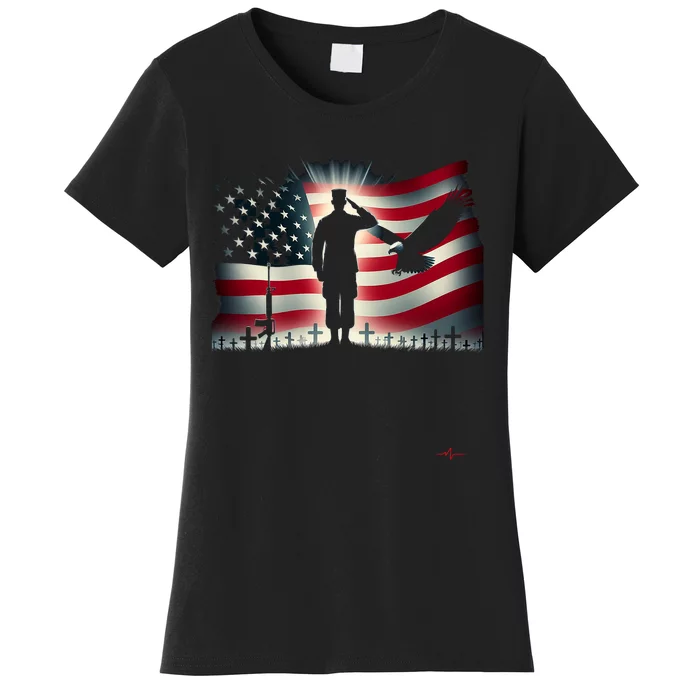 Memorial Day We Will Never Forget Remember The Fallen Flag Women's T-Shirt