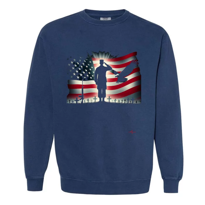 Memorial Day We Will Never Forget Remember The Fallen Flag Garment-Dyed Sweatshirt