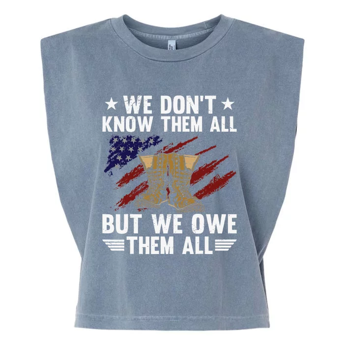 Memorial Day We Owe Them All Patriotic Veteran Garment-Dyed Women's Muscle Tee