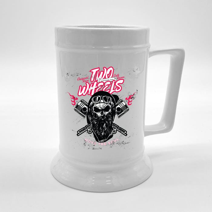 Motorcycle Driver Workshop Mechanic Skull Gift Front & Back Beer Stein