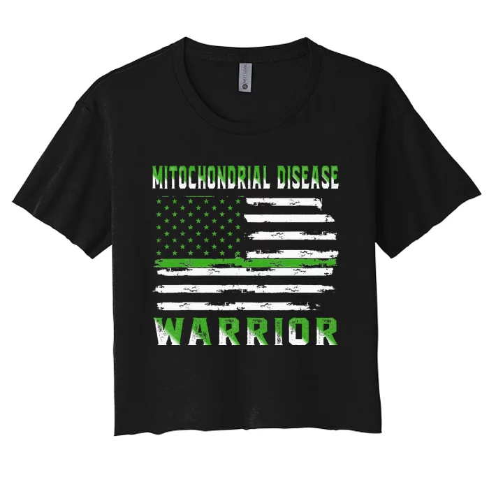 Mitochondrial Disease Warrior USA Flag United States Flag Women's Crop Top Tee