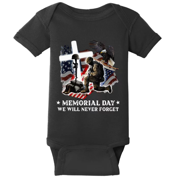 Memorial Day We Will Never Forget Veteran Day For Men Baby Bodysuit