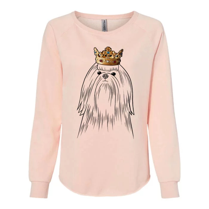 Maltese Dog Wearing Crown Womens California Wash Sweatshirt