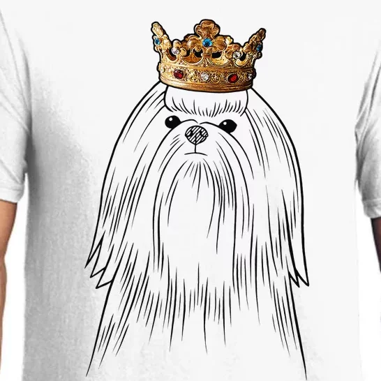 Maltese Dog Wearing Crown Pajama Set