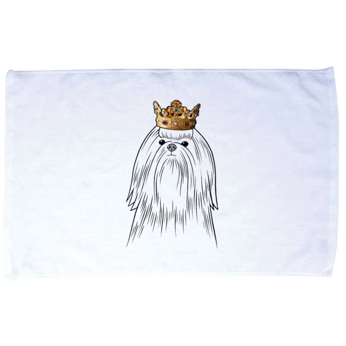 Maltese Dog Wearing Crown Microfiber Hand Towel