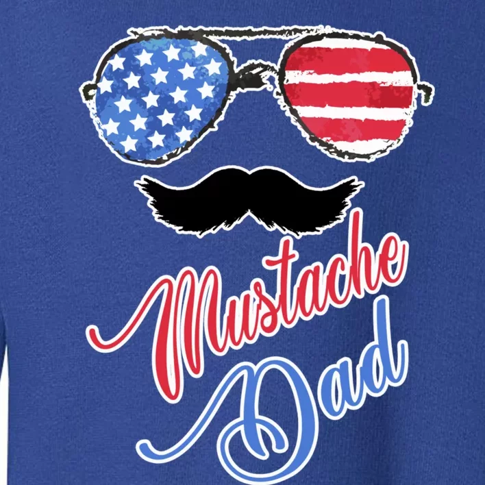 Mustache Dad With American Flag Sunglasses Fathers Day Gift Toddler Sweatshirt