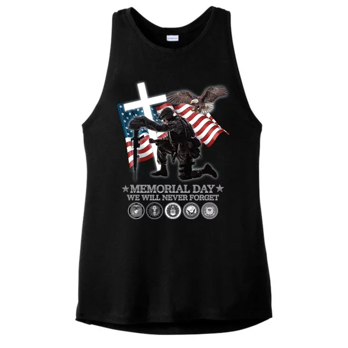 Memorial Day We Will Never Forget Ladies Tri-Blend Wicking Tank