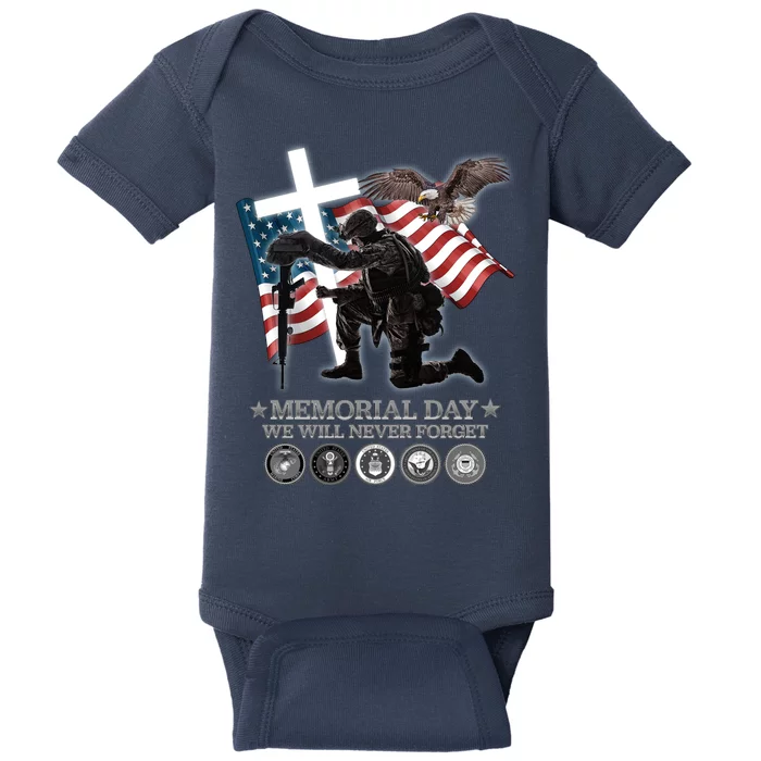 Memorial Day We Will Never Forget Baby Bodysuit