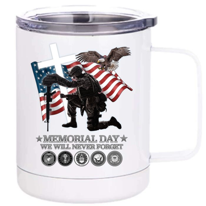 Memorial Day We Will Never Forget Front & Back 12oz Stainless Steel Tumbler Cup