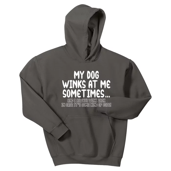 My Dog Winks At Me Funny Kids Hoodie