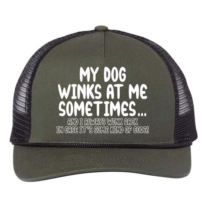 My Dog Winks At Me Funny Retro Rope Trucker Hat Cap