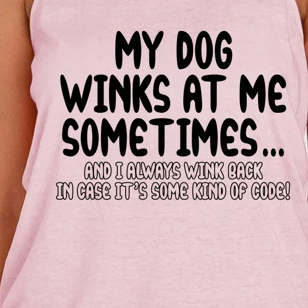 My Dog Winks At Me Funny Women's Knotted Racerback Tank