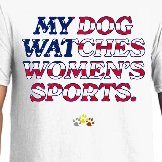 My Dog Watches Women.S Sports Usa Patriotic Stars & Stripes Premium Pajama Set