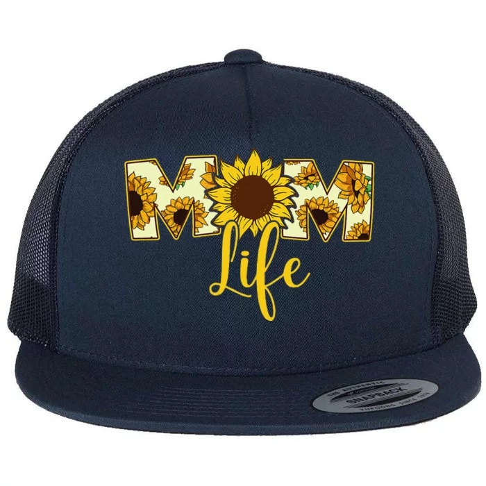 Mothers Day Yellow Sunflower Mom Life Flat Bill Trucker Hat