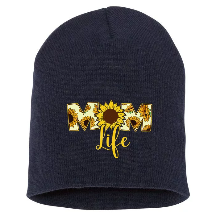 Mothers Day Yellow Sunflower Mom Life Short Acrylic Beanie