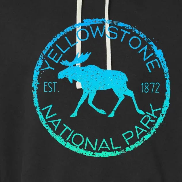 Moose Design Yellowstone National Park Souvenir HikerS Garment-Dyed Fleece Hoodie