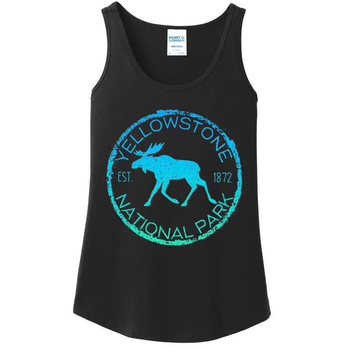 Moose Design Yellowstone National Park Souvenir HikerS Ladies Essential Tank