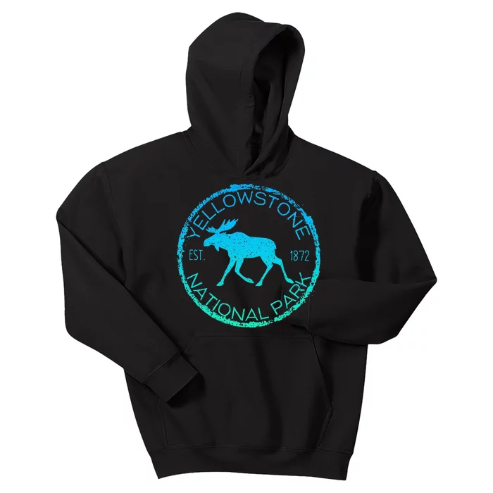 Moose Design Yellowstone National Park Souvenir HikerS Kids Hoodie