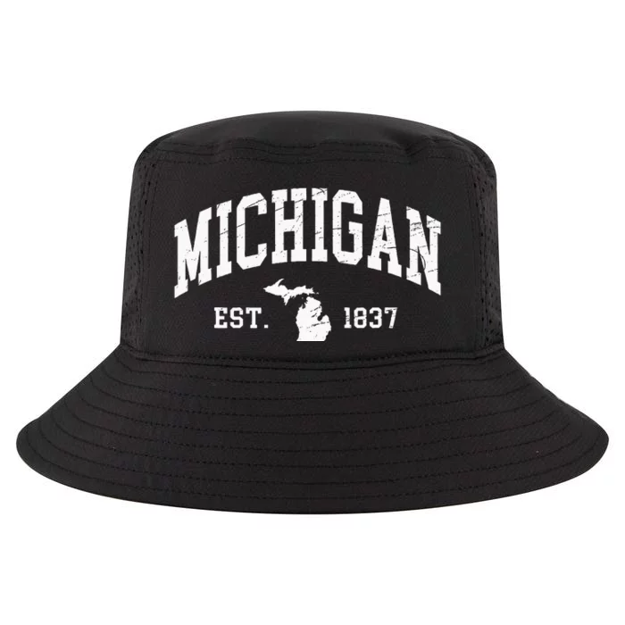 Michigan Est. 1837 Distressed Worn Design Classic Cool Comfort Performance Bucket Hat