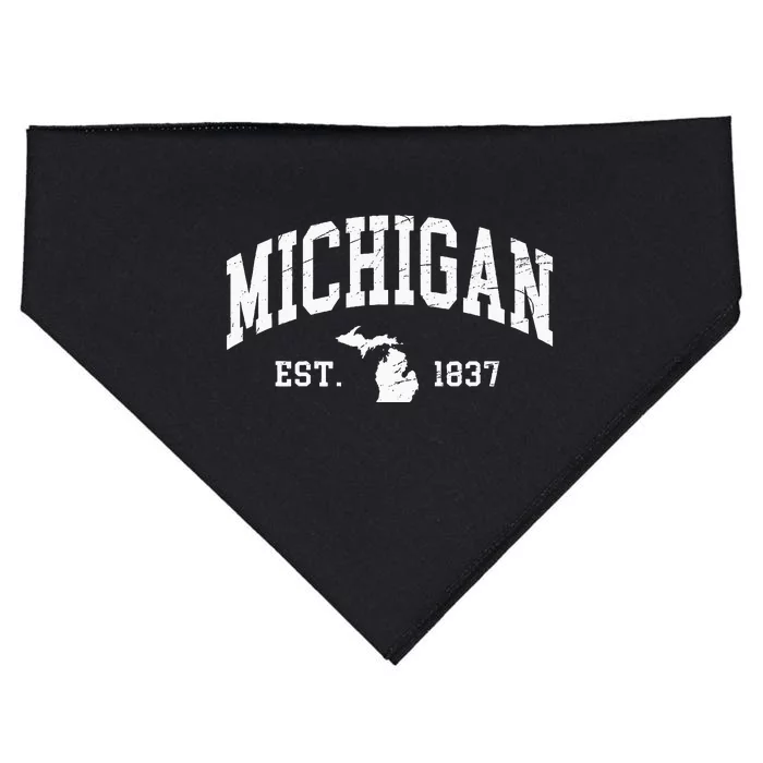 Michigan Est. 1837 Distressed Worn Design Classic USA-Made Doggie Bandana