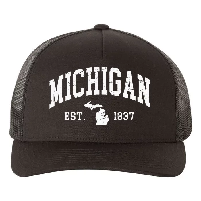 Michigan Est. 1837 Distressed Worn Design Classic Yupoong Adult 5-Panel Trucker Hat