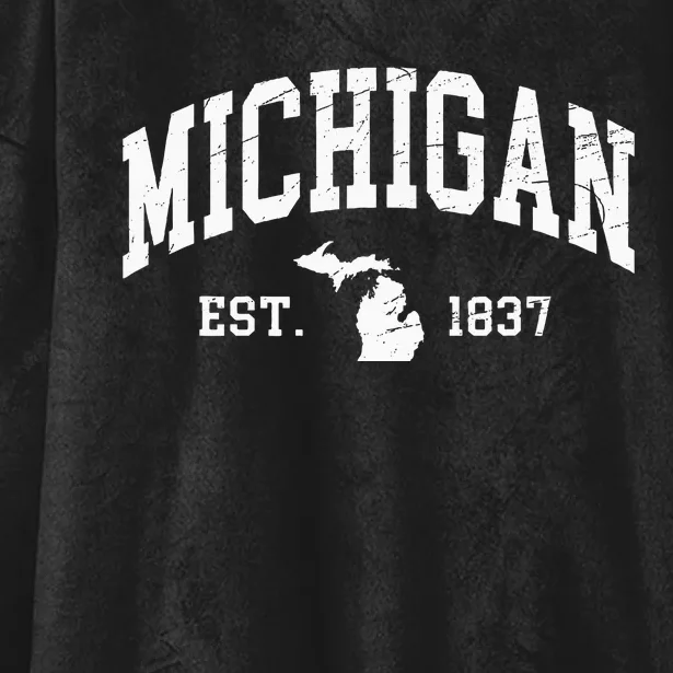 Michigan Est. 1837 Distressed Worn Design Classic Hooded Wearable Blanket