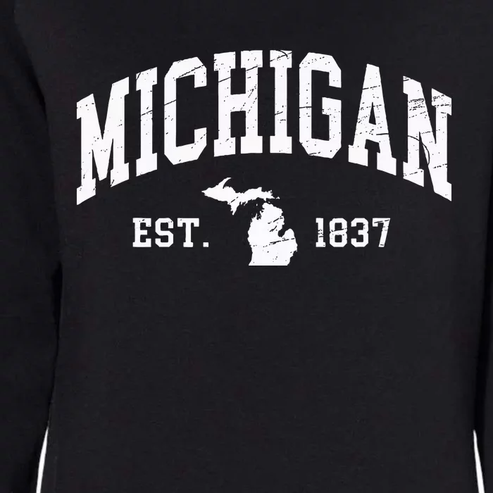 Michigan Est. 1837 Distressed Worn Design Classic Womens California Wash Sweatshirt