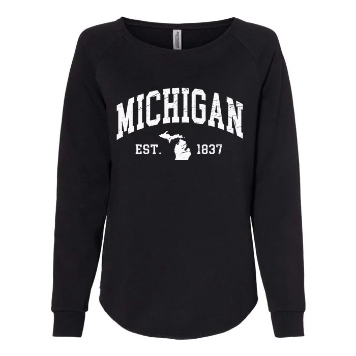 Michigan Est. 1837 Distressed Worn Design Classic Womens California Wash Sweatshirt