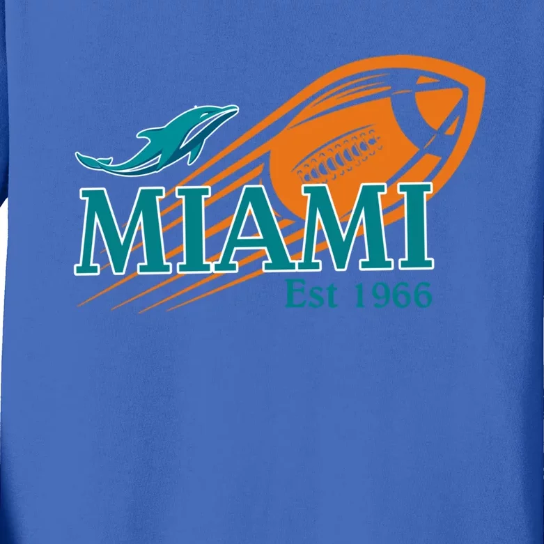 Miami Est 1966 Sports Team Athletic Novelty Dolphin Meaningful Gift Kids  Long Sleeve Shirt