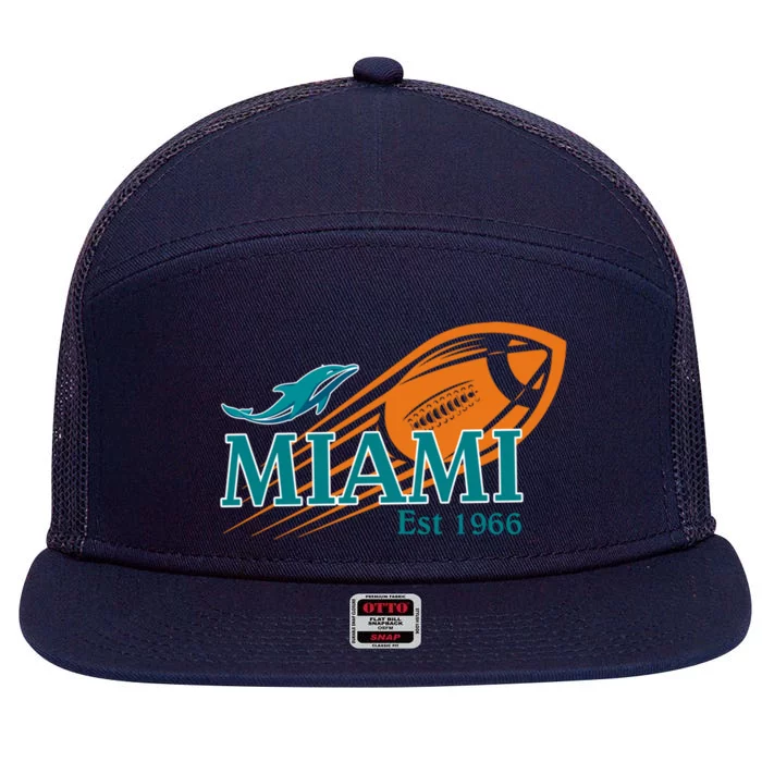 Miami Est 1966 Sports Team Athletic Novelty Dolphin Meaningful Gift 7 Panel Mesh Trucker Snapback Hat