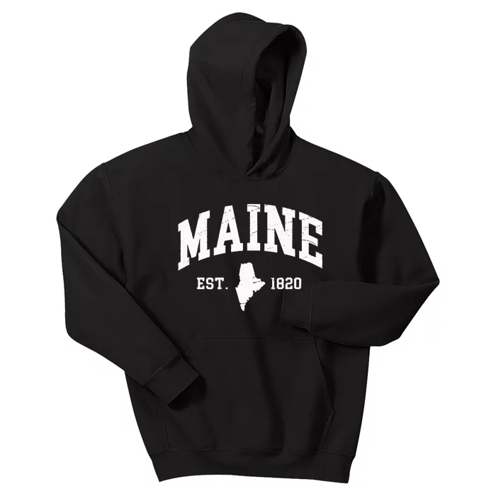 Maine Est 1820 Distressed Worn Design Classic Kids Hoodie