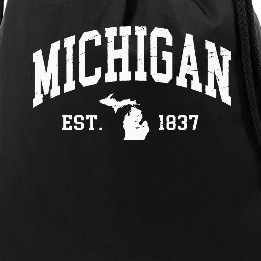 Michigan Est 1837 Distressed Worn Design Classic Drawstring Bag