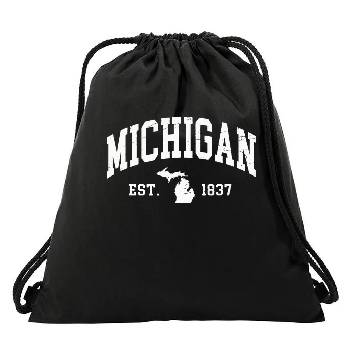 Michigan Est 1837 Distressed Worn Design Classic Drawstring Bag