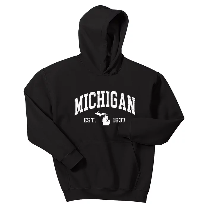 Michigan Est 1837 Distressed Worn Design Classic Kids Hoodie